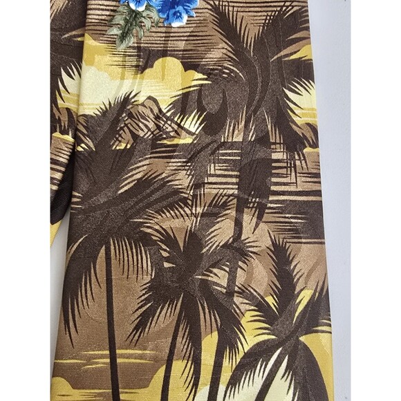 Tropical Hawaii Handmade Tie, Men's Yellow Silk Tropical Necktie Aloha - Picture 4 of 7